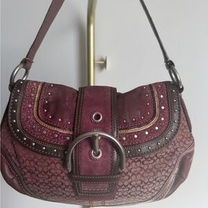Y2K Coach Burgundy and Brown Shoulder Bag